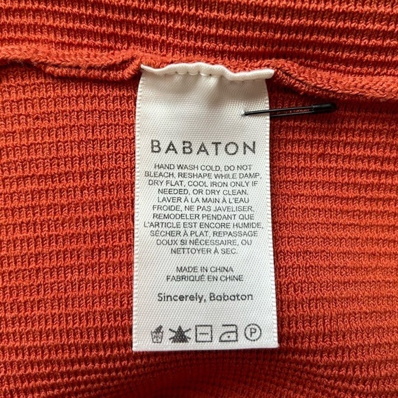 Aritzia Babaton Deep V Dress Ribbed Sleeveless Mini Pumpkin Orange Size Large - Picture 15 of 16